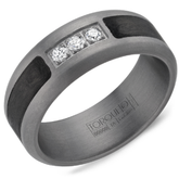 Men's Tantalum Forged Carbon FIber 8MM Ring with Diamonds Size 10